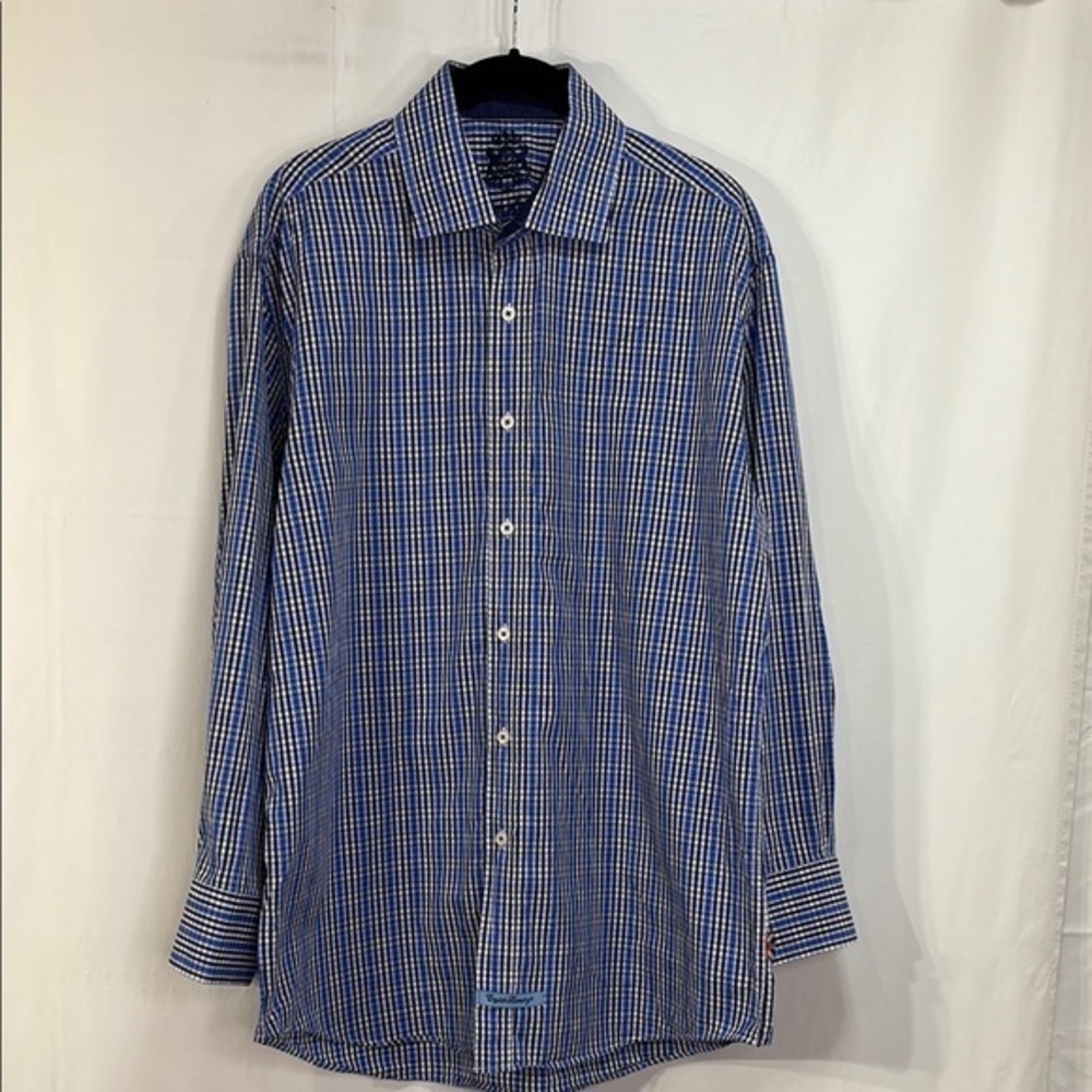 🎹English Laundry Blue and White Checkered dress Shirt: